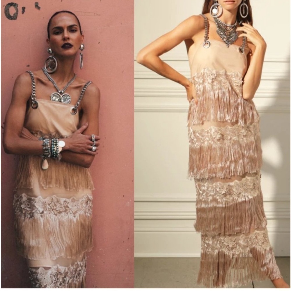 Dylan Lex Chain Strap Dress Nude Large — image 4 of 6